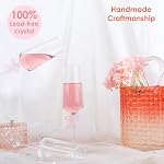 Champagne Glasses Set of 2, 8oz Elegant Crystal Stemmed Champagne Flutes with Pink Bow for Prosecco, Sparkling Wine, Mimosas, Cocktails, Weddings, Anniversaries, Parties