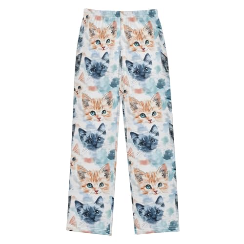 Pajama Pants Watercolor Cats Face PJ Bottoms Sleepwear Lounge Sleep Pant with Pockets