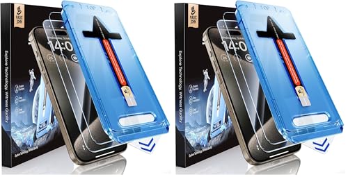 Image of MAGIC JOHN 4 Pack for iPhone 15 Pro Max 6.7 inch Tempered Glass Screen Protector, Auto Dust-Elimination Installation, Bubble Free, Dynamic Island Compatible, HD Clear, Easy Installation