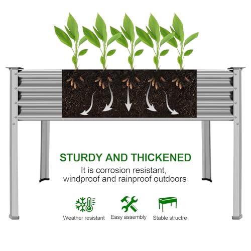 image for Land Guard 2Pcs Galvanized Raised Garden Bed with Legs, 48×24×32in L