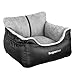 BurgeonNest Dog Car Seat for Small Dogs, Soft Pet Car Travel Home Bed Under 25 lbs, Fully Detachable and Washable Cat Booster Carseats with Storage Pockets and Clip-On Leash Portable Carrier,Black