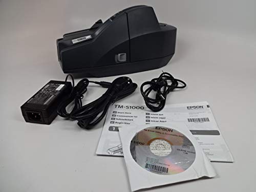 Epson A41A266511 CaptureOne TM-S1000 Check Scanner, Single Feed, 1 Pocket, Power Supply, USB Cable, Franking Cartridge, CD, Dark Gray
