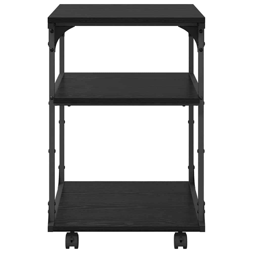 vidaXL Stojak na drukarkę Czarny Dąb 43 x 48 x 64 cm, Stojak na drukarkę, prostokątny, industrialny, wielopoziomowy organizer, mobilne meble, miejsce na dokumenty
