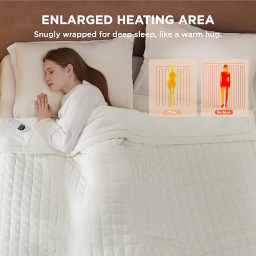 Image of Bedsure Electric Blanket Full Size - Heated Weighted Blanket Full with 6 Heat Settings, Fasting with 10 Time Settings & 8 Hours Auto-Off (72x84 inches, Ivory)