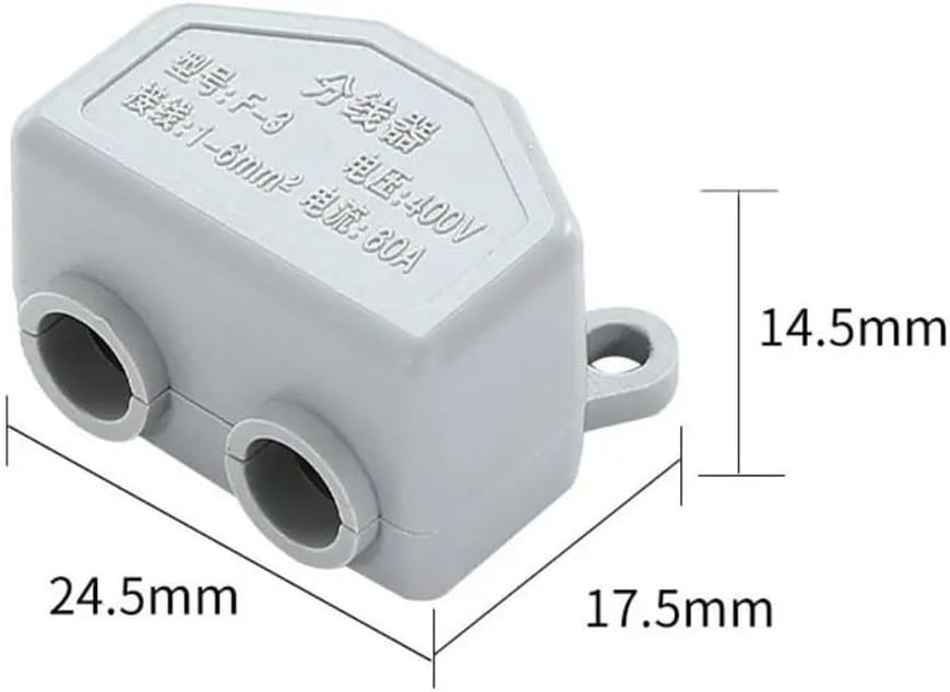 Quick Terminal Block Brass Cable Splice Connector, 60A High Power Wire Splitter, 400V T-Type Electrical Junction Block for 1-6mm², Flame Retardant