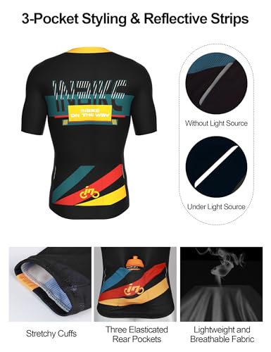 INBIKE Mens Cycling Bib Set Shorts Jerseys Paded Breathable Quick-Drying Clothing Shorts Biking Road Mountain Bike Bicycle Black Yellow 3XL - Image 3
