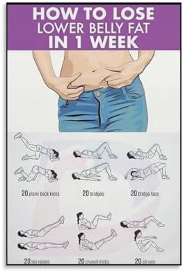CZNBYYDSJH Belly Fat Loss Workout Poster Yoga 30-Day Home Exercis...