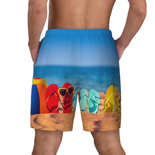 Short de bain séchage rapide imprimé tongs pour homme - 4