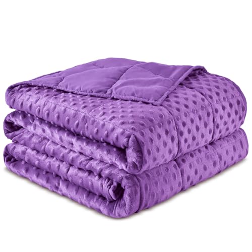 Image of Sivio Weighted Blankets for Adults, Queen Size Soft Minky Heavy Blanket for Calm Sleeping, Brethable Cooling Weighted Throw Blanket for Men and Women, Purple, 60 x 80in, 15lbs