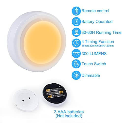 Mildwarm 2 Pack Battery Operated Light Bulbs With Remote, Aaa Battery Powered Wireless Led Light Bulb For Lamps, Dimmable E26 Screw In Puck Lights With Timer For Wall Sconces No Electricity Fixtures #TOP3