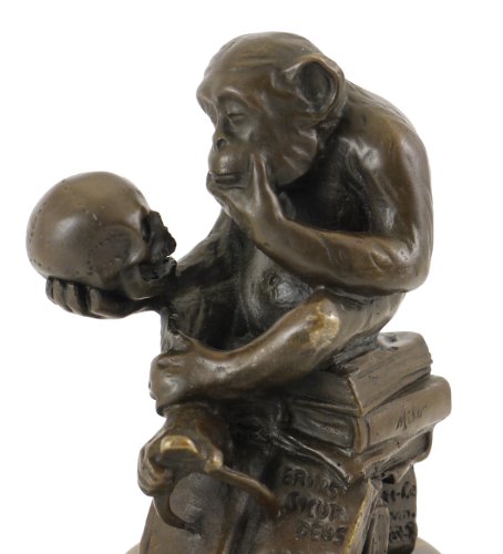Bronze Statue - Ape With Skull/Philosophizing Monkey - Wolfgang Hugo Rheinhold - Sculptures For Sale #TOP2