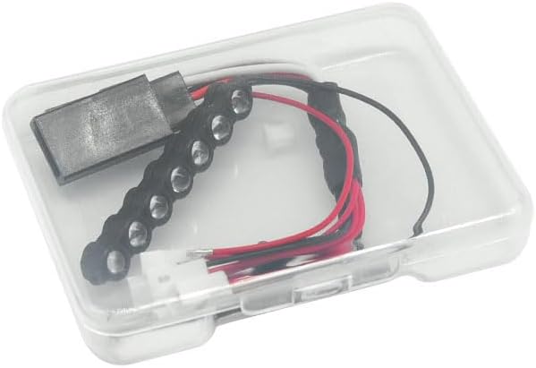 RC Car LED Head Lights Bar for Axial SCX30 1/30 Jeep Wrangler, 7-Light Roof Light Kit with Wiring Harness (Yellow Round Light Bar)