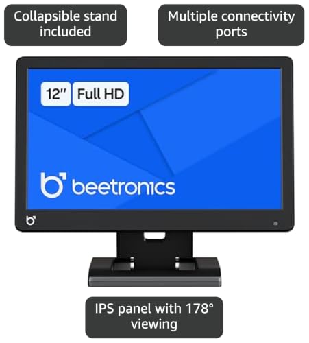 Image of Beetronics 10 Inch Professional Monitor - Full HD 1080p IPS Display | High-Performance, Durable Plastic Housing | HDMI, VGA, BNC, RCA Inputs | Matte Screen, 24 /7 Operation, Wide Viewing Angles | 10HD7