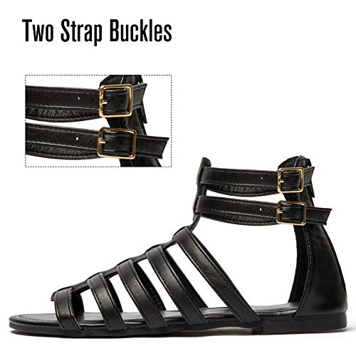 katliu Women's Gladiator Sandal Strappy Flat Sandals Two Ankle Buckle2