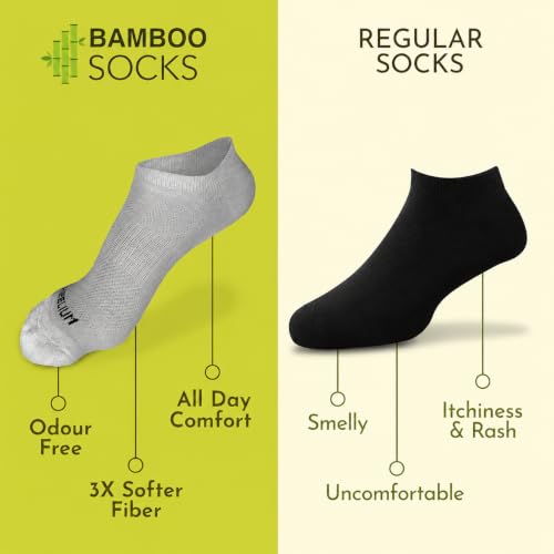 Image of HEELIUM Bamboo Ankle Socks for Men & Women | Ultra-Soft, Odour-Free, Thin & Breathable | 3X Softer than Cotton | Sizes - M (UK 4-8) & L (UK 9-13)