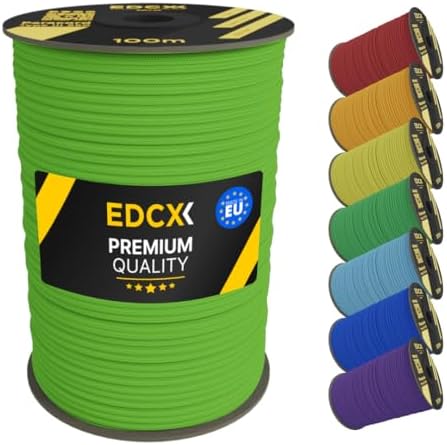 EDCX 4mm Nylon Paracord 550 30m (100 feet) - Type III, 100% Nylon Rope, 7 Strand Rope, 4mm Nylon Rope in Solid Colors (Red, 30 m)