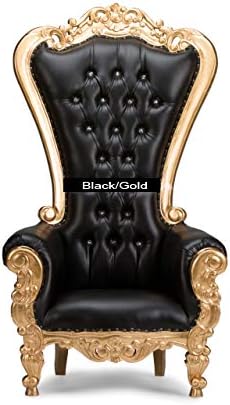 Elizabeth Throne Chair (Black Velvet/Gold Trim)
