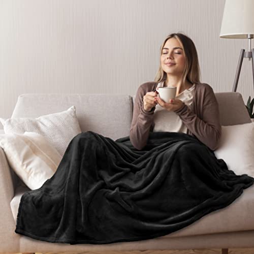 Pavilia Fleece Blanket Throw | Super Soft, Plush, Luxury Flannel Throw | Lightweight Microfiber Blanket For Sofa Couch Bed (Black, 50X60 Inches) #TOP22