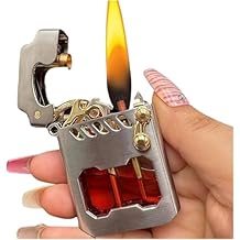 Metal Kerosene Lighter Vintage Kerosene Lighter, Retro Trench Lighter, Rocker Arm Connecting Rod Transmission Gear Ignition Windproof LighterA