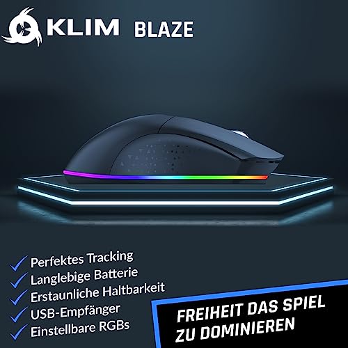 Funkmaus Klim Blaze – Wiederaufladbare kabellose RGB Gaming Maus