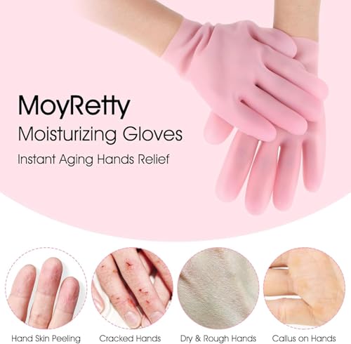 Image of Barebeauty Hydrating Moisturizing Gloves with Aloe Vera Gel | Reusable Spa Hand Care Gloves for Women | Anti-Slip, Breathable Design for Soothing Dry Hands, Rough Skin, and Cracked Heels - (Pack of 1)