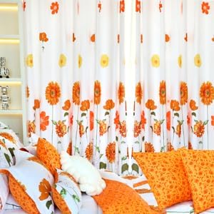 Miniatura 7 de EVENHUG Juego de 2 fundas de almohada acolchadas de girasol naranja, fundas de almohada florales a juego con decoración de ropa de cama (18 x 18