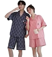 [Bwgoroku] ペアパジャマ 夏 カップル パジャマ メンズ レディース 半袖 上下セット ペアルック 寝巻き お揃い ショートパンツ ルームウェア 軽量 通気 オシャレ 可愛い 男女兼用...