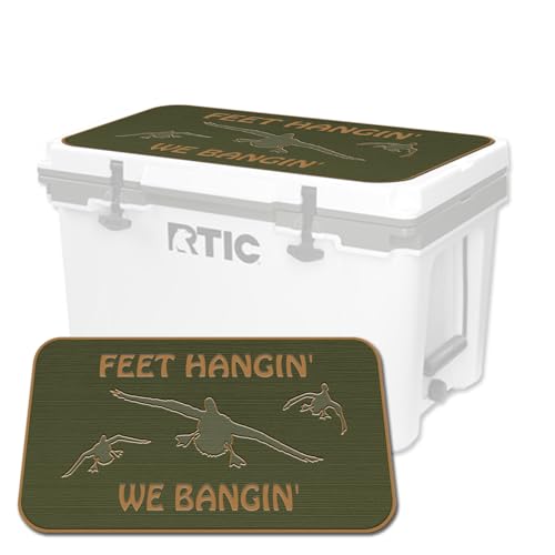 USATuff SeaDek EVA Mat Cooler Pad fits RTIC 32 Ultralight Model Only | Peel & Stick Application | Non Slip Comfort Accessories - Feet Hangin We Bangin Design (OliveGreen-Mocha)