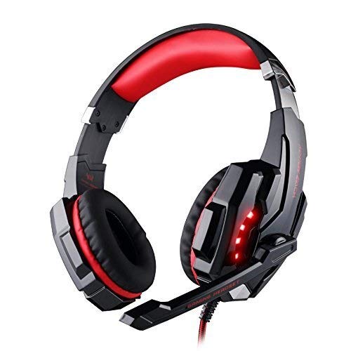 MSAKHFIO ng Headset Headset Computer ng Headset Wired Stereo ng Headset Noise Cancelling Over Ear Headphone with LED Light ng Headset with Microphone (Color : Black-Red) zhangxianyu