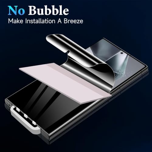 Image of Uyiton 2 Pack Privacy Screen Protector for Samsung Galaxy S23 Ultra (6.8-inch Curved Display) | Anti-Spy HD Clear Flexible Film | Bubble-Free Easy Installation Kit | Scratch Resistant | Case Friendly | Touch Sensitive