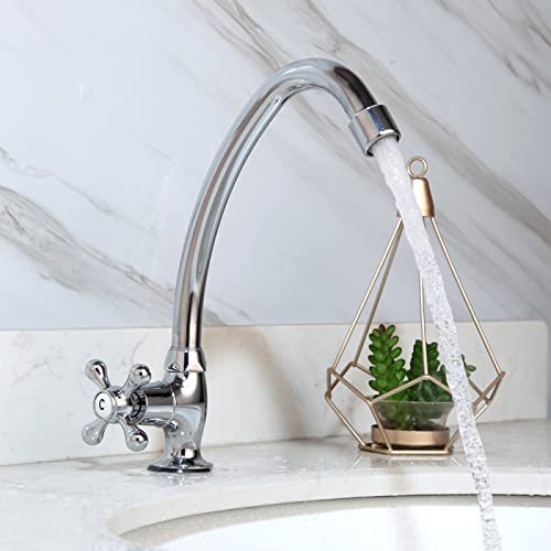 Grifo De Cocina Negro Mate Cromado Solo Agua Fría Fregadero Lavadora Rotación 360 Grados Para Cocina Cromo