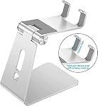 Adjustable Cell Phone Stand, OMOTON C2 Aluminum Desktop Phone Holder Dock Compatible with iPhone 17/16/15/14 Pro Max/Pro/Air and Other Smart Phones, Silver