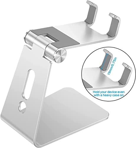 OMOTON C2 Adjustable Aluminum Cell Phone Stand with Charging Cutout, Silver - 4