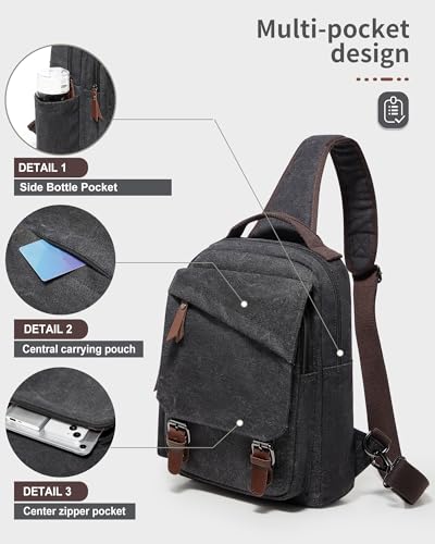 Canvas PU Leather Vintage Sling Bag
