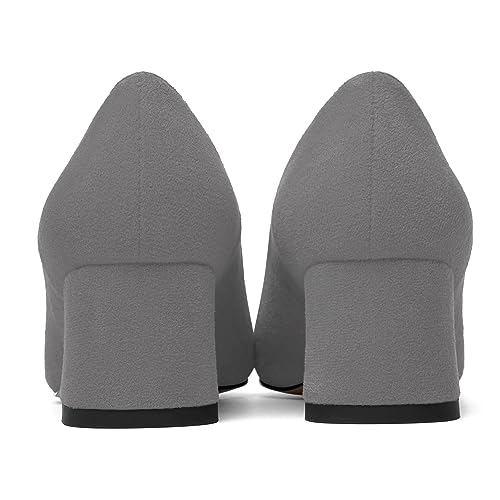 MODENCOCO Womens Suede Slip On Comfortable Formal Round Toe Office Chunky Low Heel Pumps Dress Shoes 2 Inch4