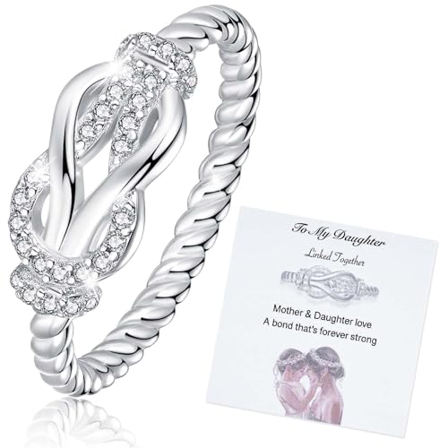 SOLOLIKE Sterling Silver Infinity Knot Ring for Daughter - Mothers Day Birthday Jewelry Gift Size 8 WLR071A-8