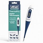 VetSet Digital Veterinary Thermometer for Horses, Dogs, Cats, Cattle, Livestock & Animals | Flexible Waterproof Tip | Fast Accurate Readings | Records Last 5 Temperatures | 60-Second Measuring Time