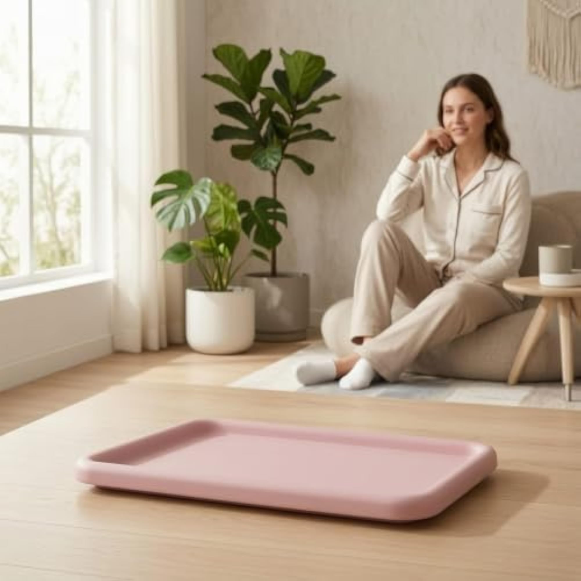 Rectangular Pet Feeding Tray with Rounded Corners, Stylish Design