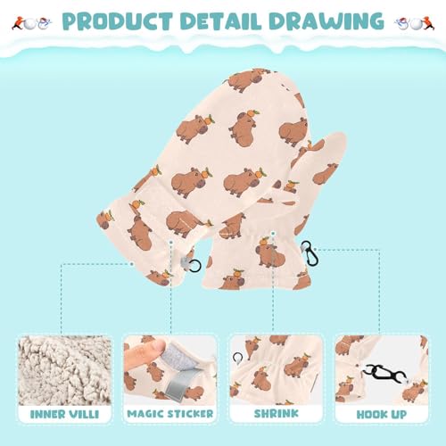 Kids Mittens Winter Fleece Gloves Toddler Warm Snow Gloves Capybara for Girls Boys4