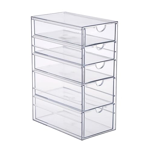 SUMTree Boîte de rangement transparente en acrylique pour accessoiresde coiffure avec 5 tiroirs,...