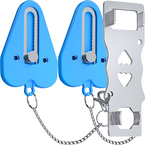 Reoka Portable Door Lock Door Locks for Bedrooms for Apartment Security (2 Pack) Durable Door Lock Latch for Door Security. Door Lock Security Bedroom. Hotel Door Locks for Travels - Blue