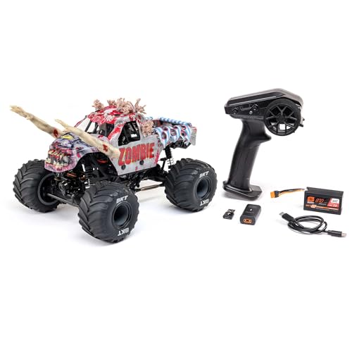 Image of Losi 1 /18 Mini LMT Zombie 2S 4X4 RTR Brushed Monster Truck Battery & Charger Included Red LOS01026T4