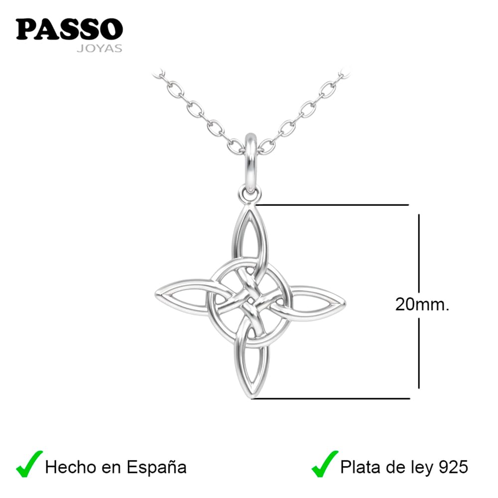 Colgante Nudo de Bruja plata de ley 925 - Regalos originales para mujer - Amuletos de la suerte y proteccion - Lleva cadena y se envía en una cajita de regalo