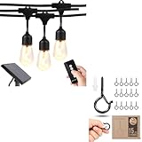 Brightech Bundle Ambience Pro Solar Power Remote Control Outdoor String Lights – 1W, 3,000K, Hanging, 48 ft String Light Screw Hooks