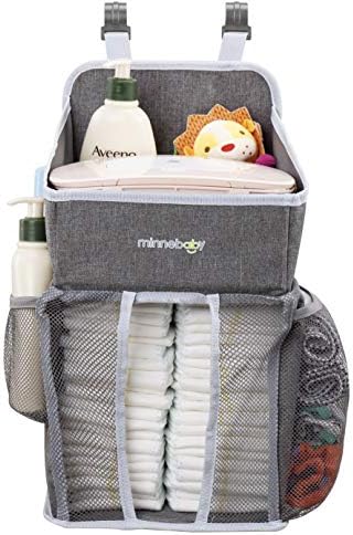Minnebaby Baby Nursery Organizer and Diaper Caddy Organizer, Hanging Changing Table Diaper Stacker for Crib Storage, Playard and Nursery Organization