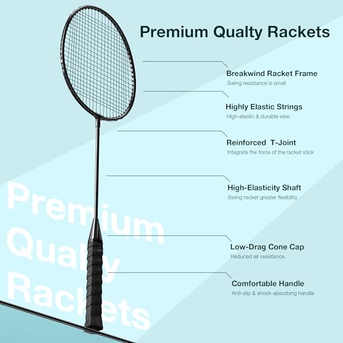 Image of AboveGenius Badminton Rackets Set, Lightweight & Durable Badminton Set (Includes 6 /12 Racquets, 6 /12 Birdies), Outdoor Backyard & School Games for Adults, Teens, Families and Beginners