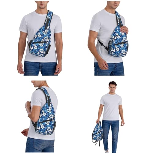 Image of Blue-Hibiscus Crossbody Bag Sling Bag Backpack Chest Bags Shoulder Bag for Women Men