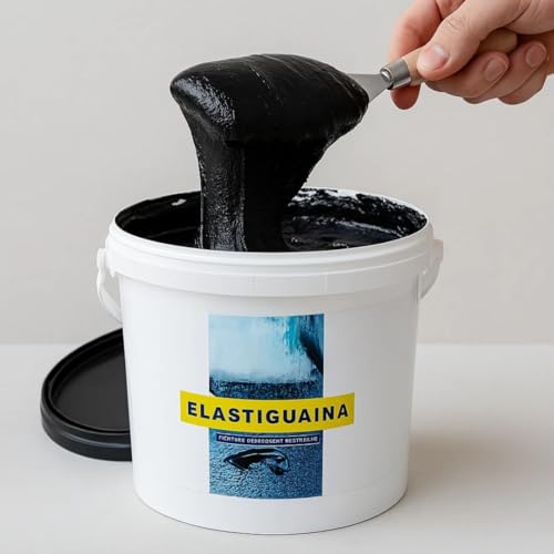 Elastiguaina Nero Elastomerica Bituminosa Nero Impermeabilizzante Protettivo Alta Resistenza Gomma Elastica Liquida (Nero, Kg 1,5) - 2