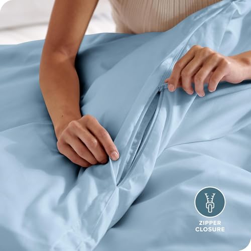 Image of Viewstar Premium Cotton Duvet Cover, Single Size 60x90 Inches, 300 Thread Count, Ultra-Soft, Wrinkle-Free, Cotton-Quilt /Comforter Zipper Cover (Sky Blue)