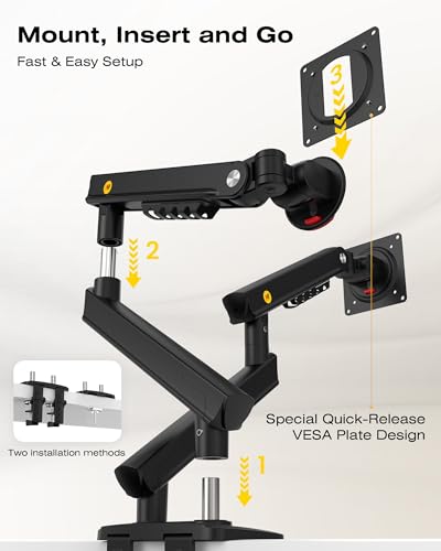 Image of NB SmooVex Single Computer Monitor Mount, Monitor Stand fits up to 32 Inch, Mechanical Spring Monitor Arm, VESA 75 /100 mm, Model-A5 (Black-Dual)